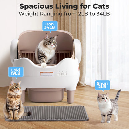 Lunapurr Smart Self-Cleaning Cat Litter Box with App Control