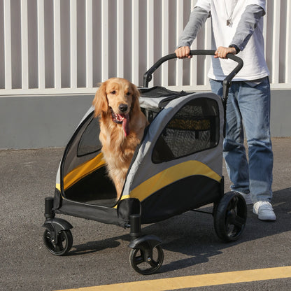 Foldable 4-Wheel Pet Stroller for Large Dogs & Cats