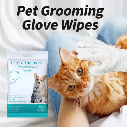 Wash-Free Pet Grooming Gloves for Dogs and Cats