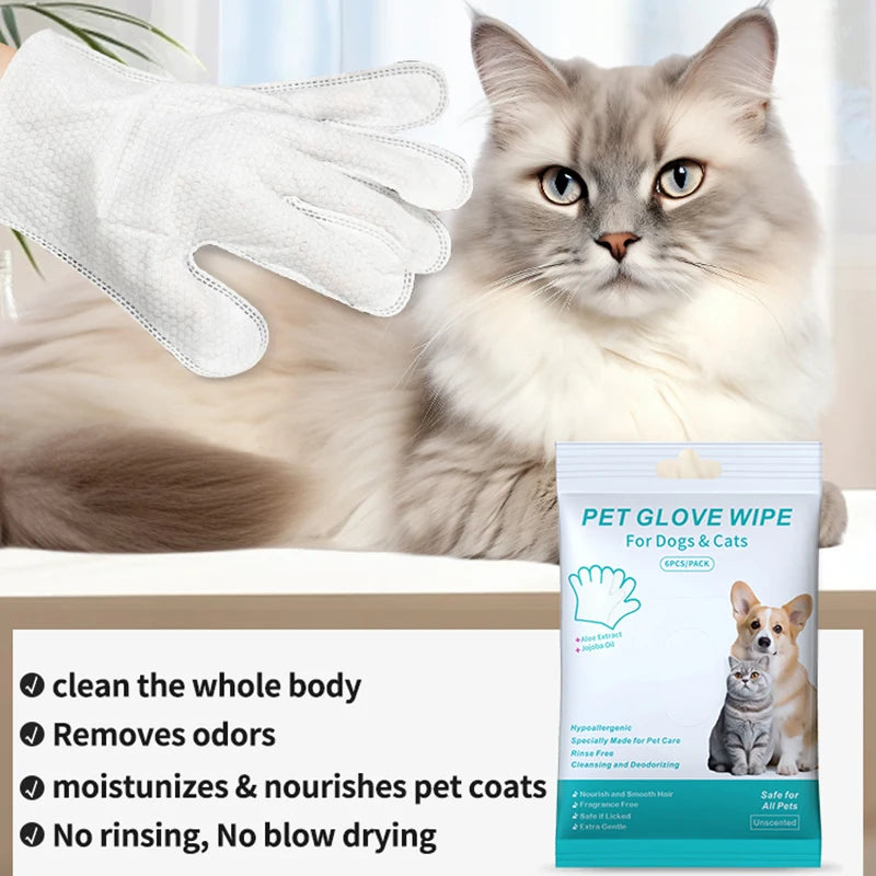 Wash-Free Pet Grooming Gloves for Dogs and Cats