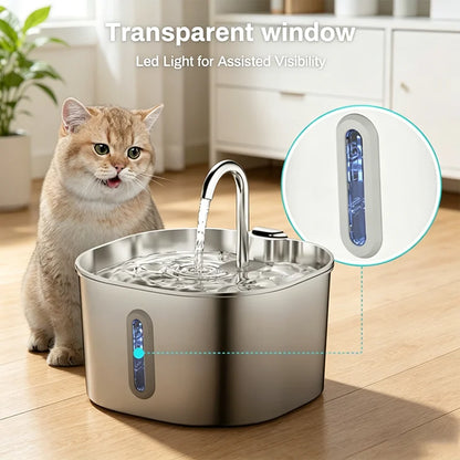 2.2L Stainless Steel Pet Water Fountain with Filter