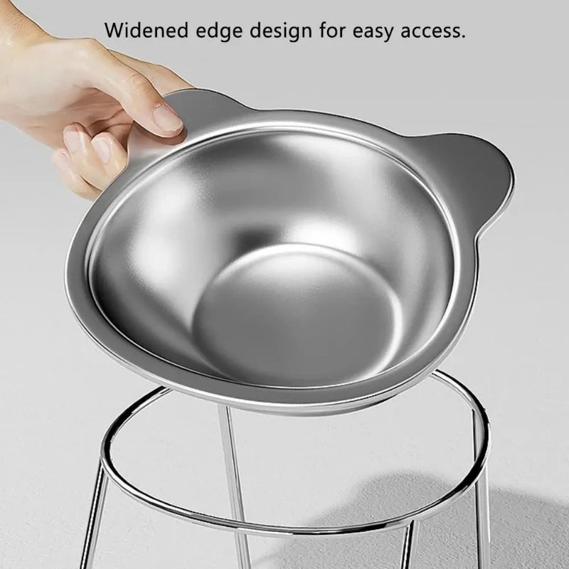 304 Stainless Steel Raised Cat Bowl with Tilted Design