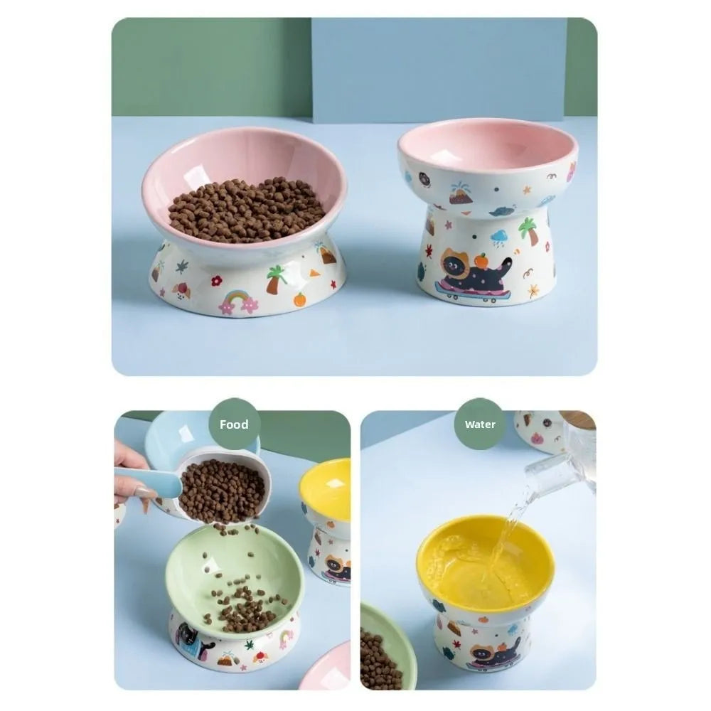 Elevated Ceramic Pet Bowl with Flat or Slanted Mouth