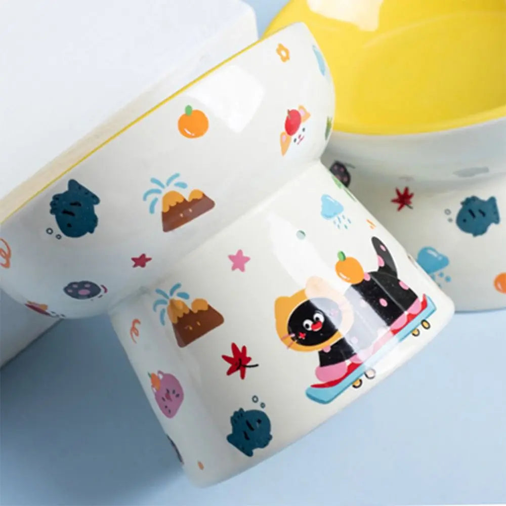 Elevated Ceramic Pet Bowl with Flat or Slanted Mouth