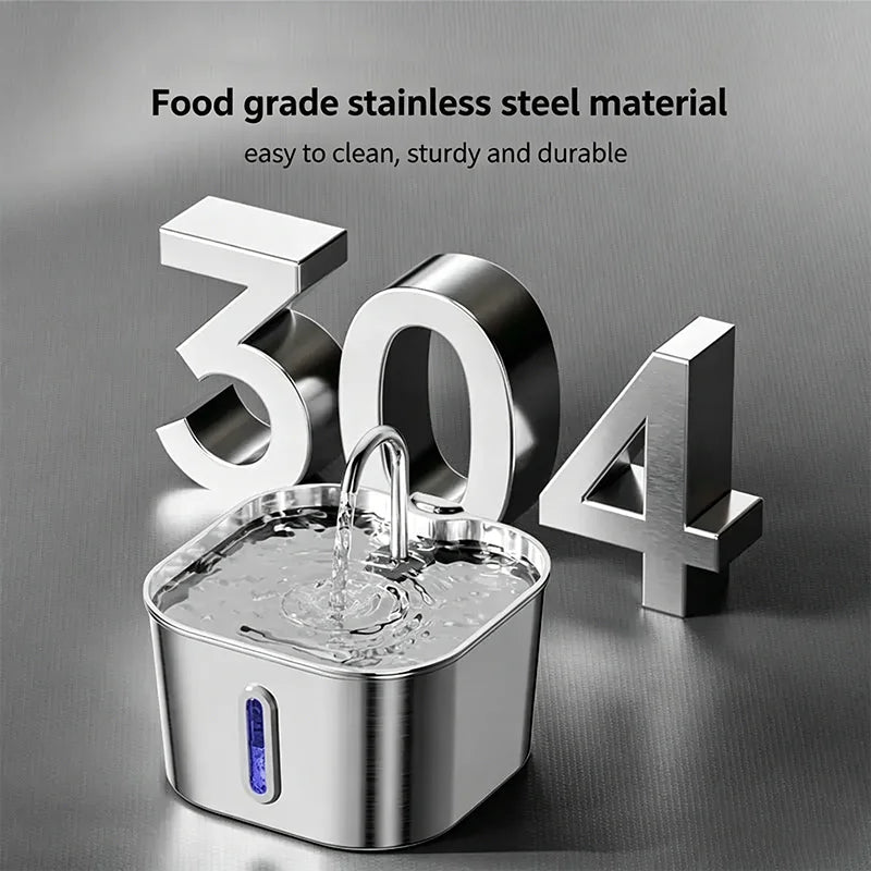 2.2L Stainless Steel Pet Water Fountain with Filter