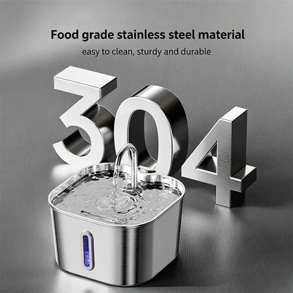 2.2L Stainless Steel Pet Water Fountain with Filter