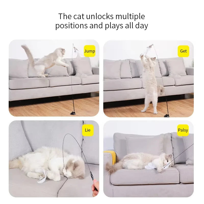 Interactive Cat Wand Toy with Suction Cup Base