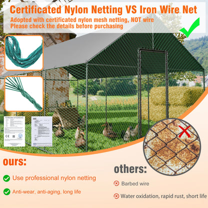Walk-In Metal Chicken Coop with Cover and Netting