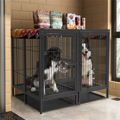 Heavy-Duty Metal Dog Crate with Removable Tray