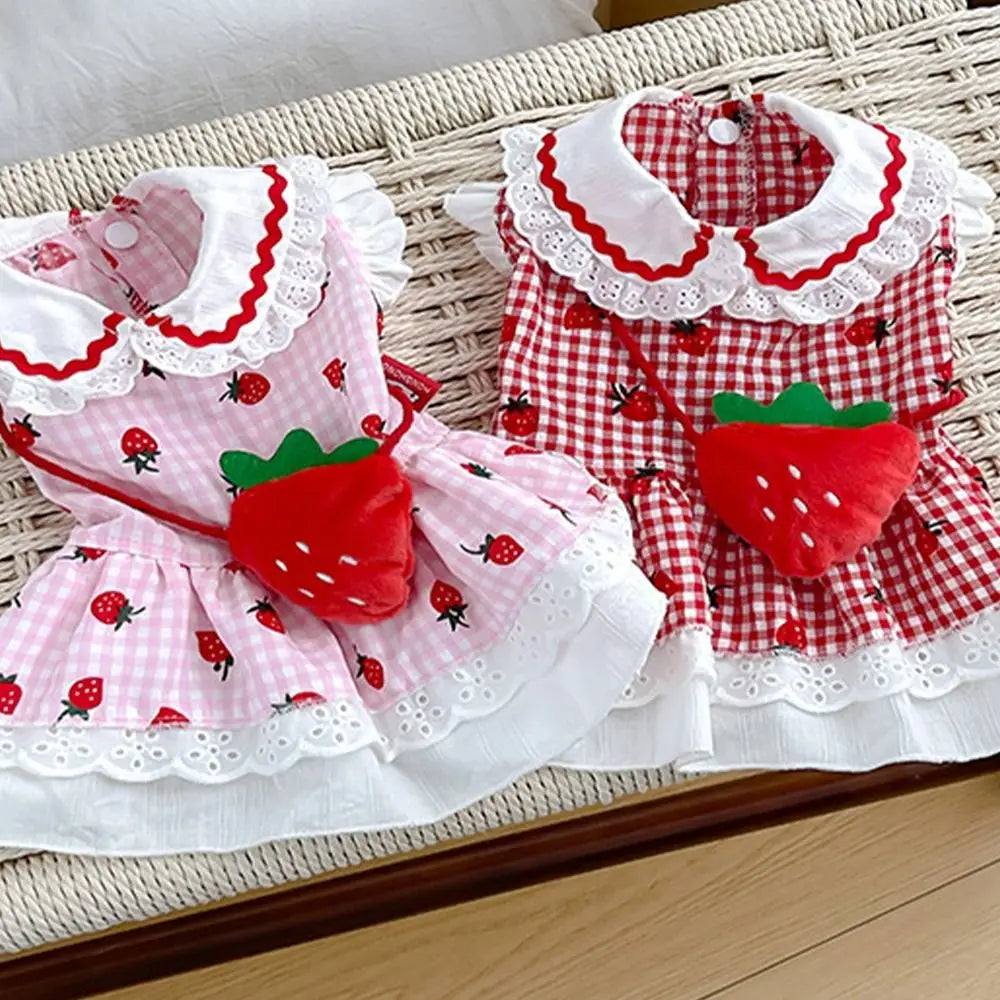 Strawberry Pet Dress for Dogs and Cats