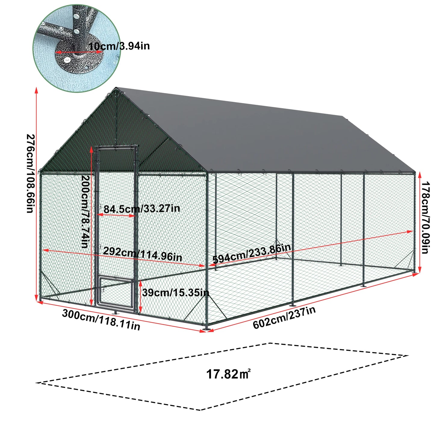 Walk-In Metal Chicken Coop with Cover and Netting