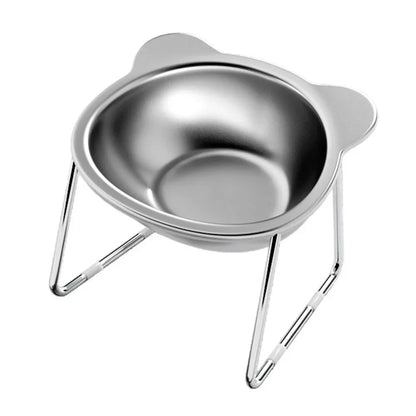 304 Stainless Steel Raised Cat Bowl with Tilted Design