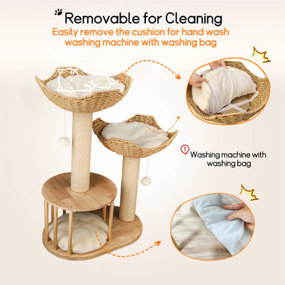 3-Tier Cat Tree Tower with Sisal Scratching Post