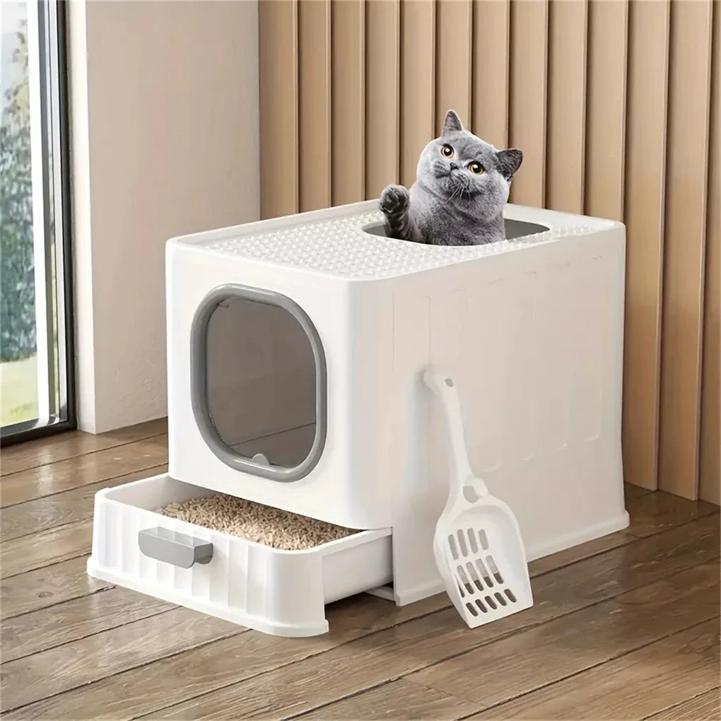 Enclosed Cat Litter Box with Scoop and Lid