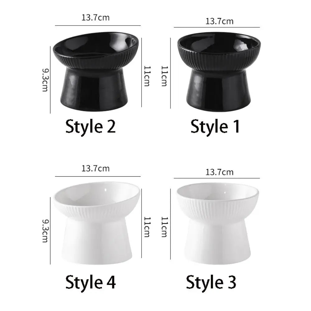Slanted Elevated Ceramic Cat Bowl