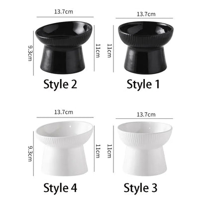 Slanted Elevated Ceramic Cat Bowl