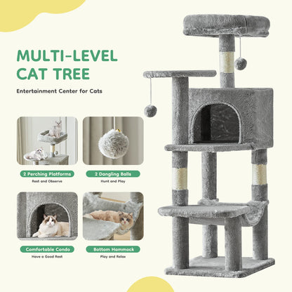 JHK 44-Inch Multi-Level Cat Tree with Condo & Hammock