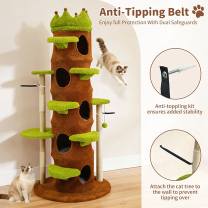 187cm Cat Tree Tower with Condo, Stairs and Perch