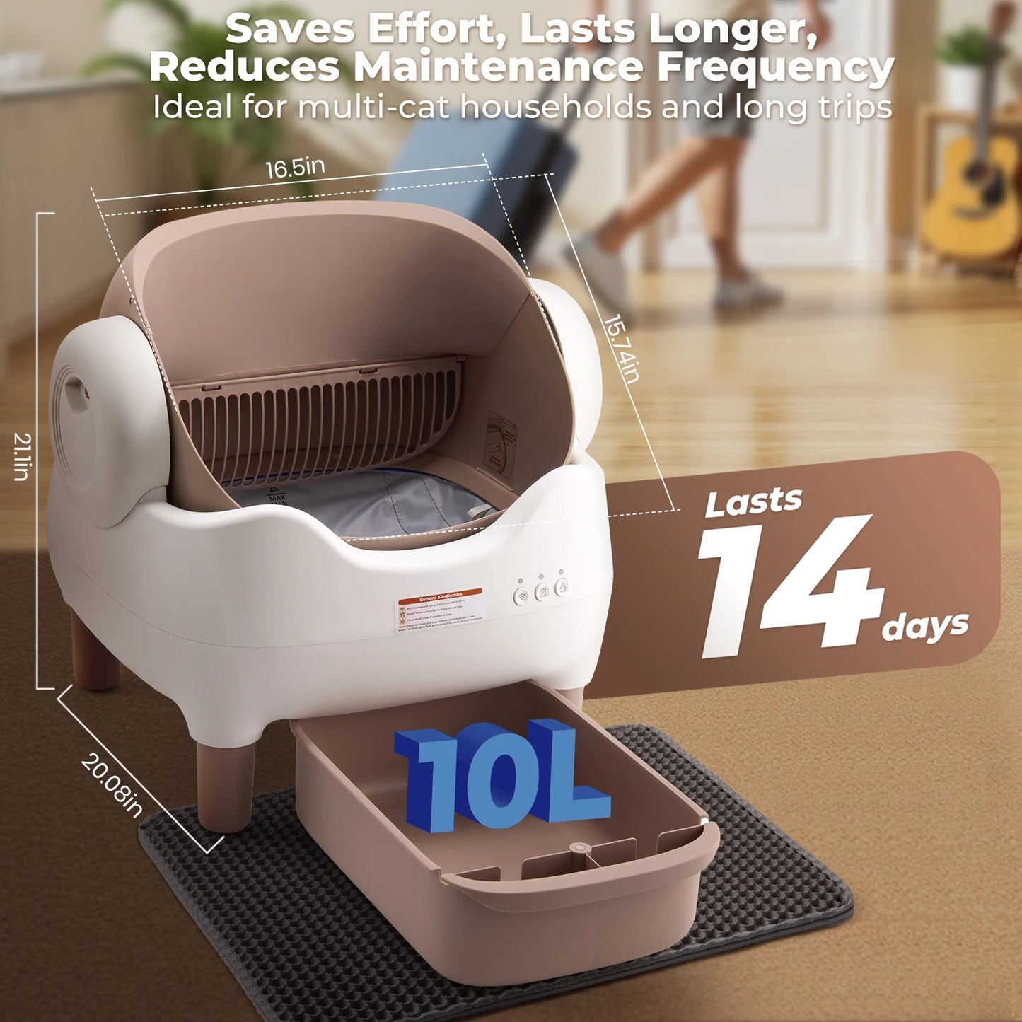 Lunapurr Smart Self-Cleaning Cat Litter Box with App Control