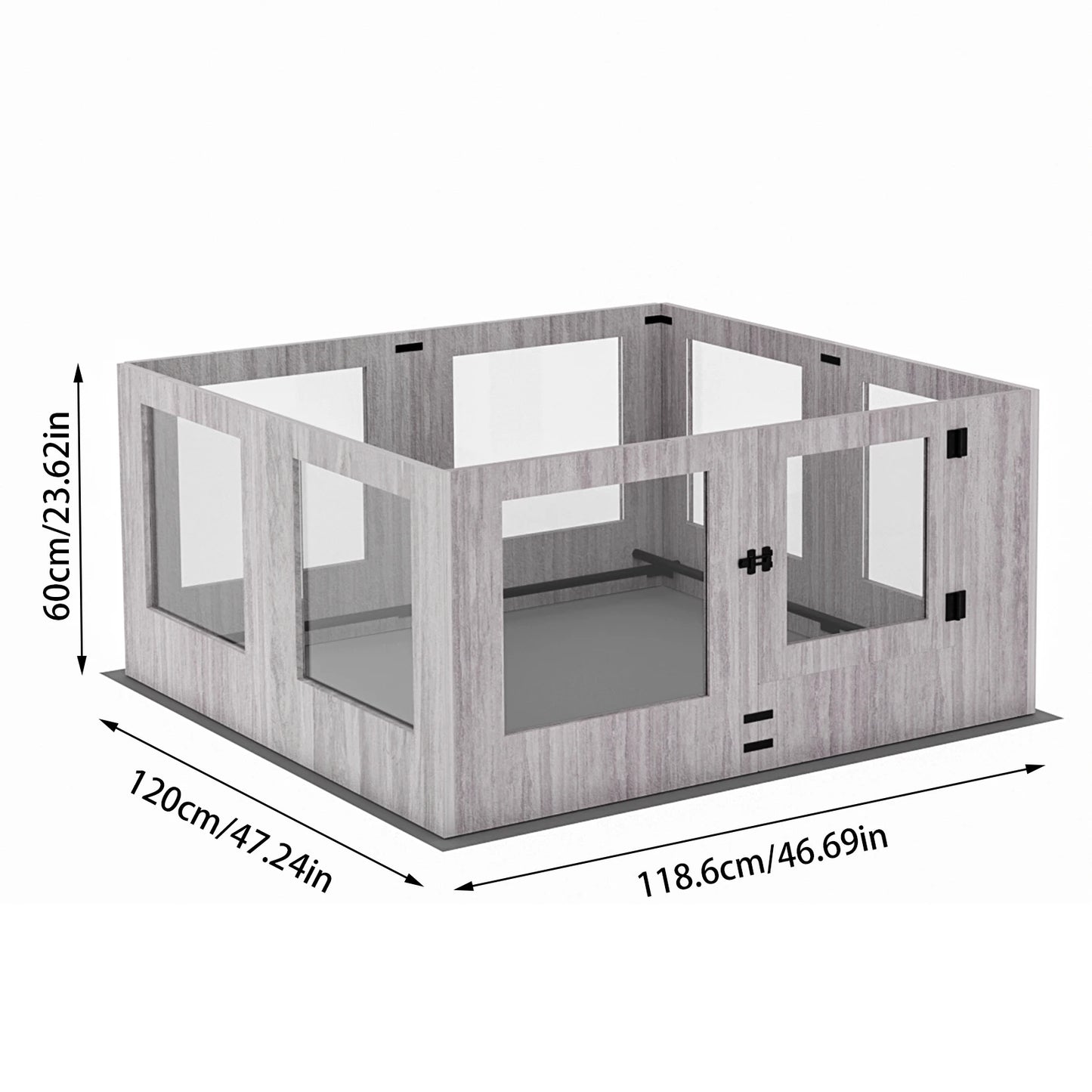 Tempered Glass Dog Playpen with Waterproof Mat