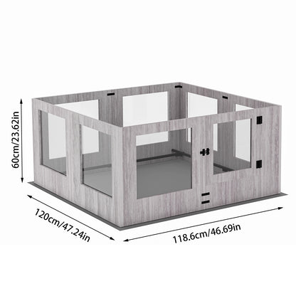Tempered Glass Dog Playpen with Waterproof Mat