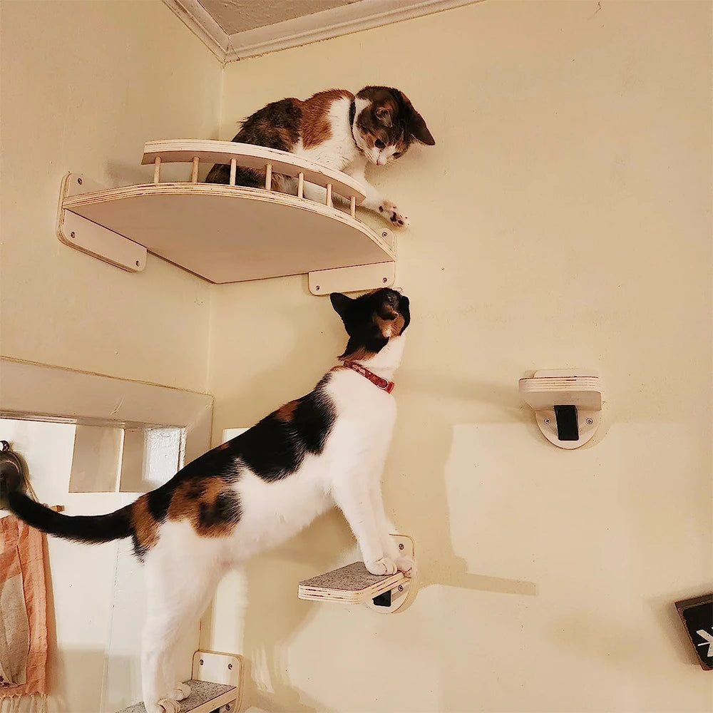 PETRAVEL Wall-Mounted Cat Climbing Shelf with Sisal Steps