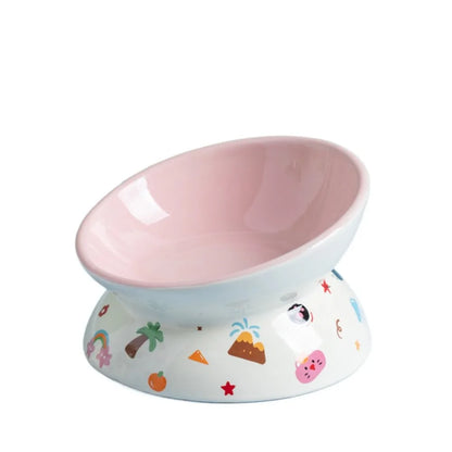Elevated Ceramic Pet Bowl with Flat or Slanted Mouth