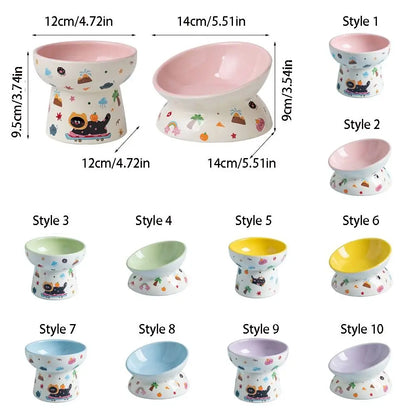 Elevated Ceramic Pet Bowl with Flat or Slanted Mouth