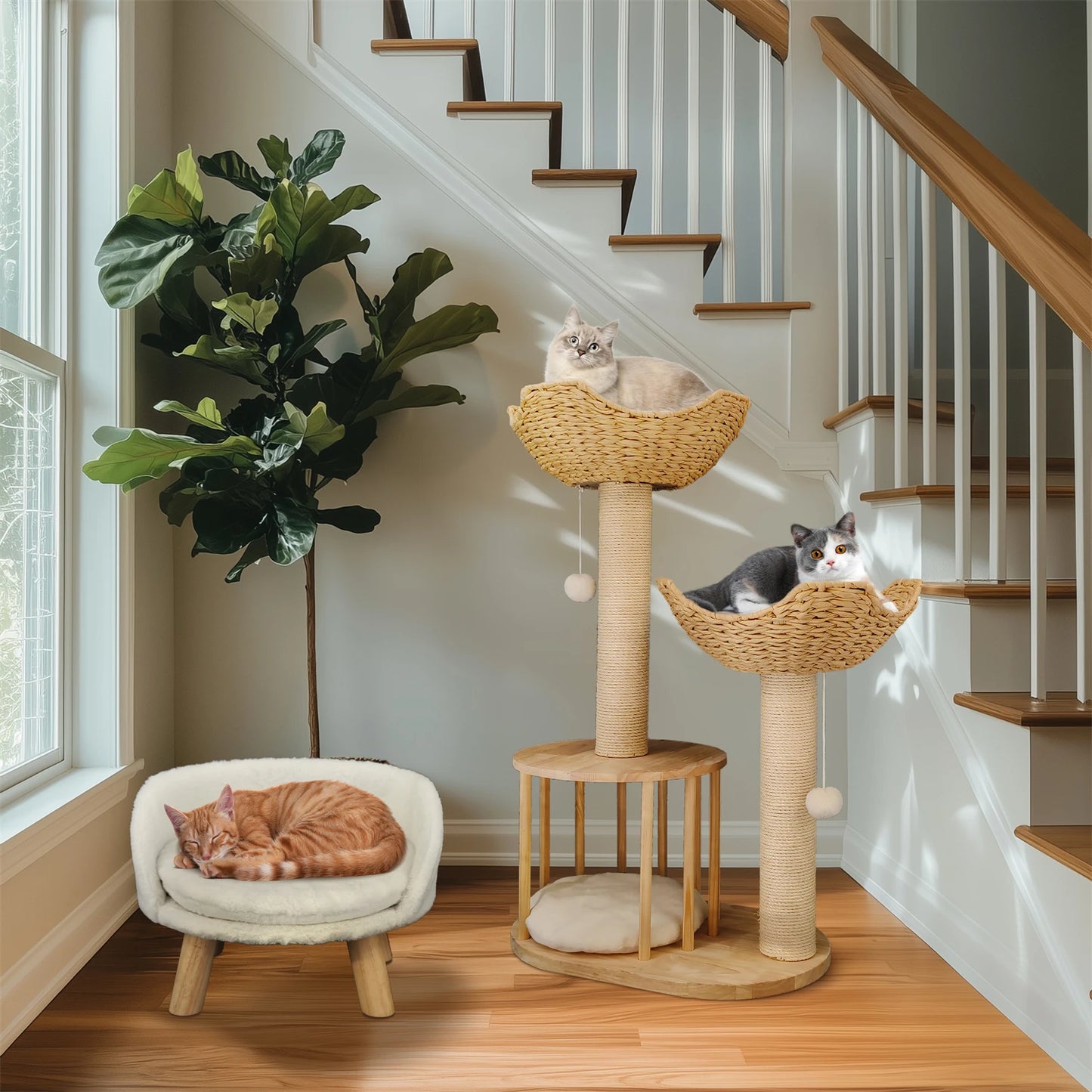 3-Tier Cat Tree Tower with Sisal Scratching Post