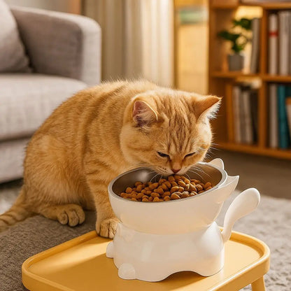 Elevated Cat Water Bowl with Anti-Spill Design