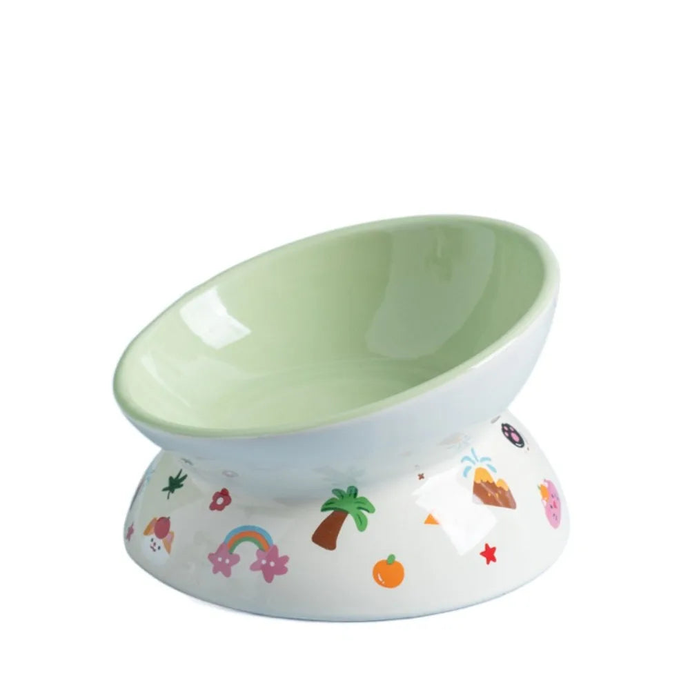 Elevated Ceramic Pet Bowl with Flat or Slanted Mouth