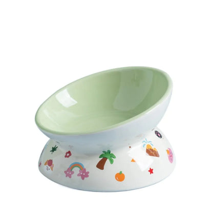 Elevated Ceramic Pet Bowl with Flat or Slanted Mouth