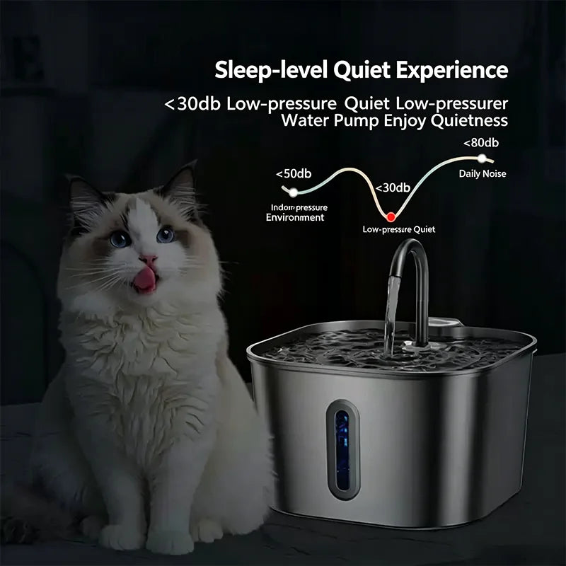 2.2L Stainless Steel Pet Water Fountain with Filter