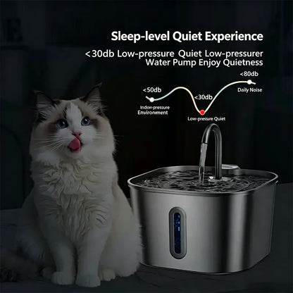 2.2L Stainless Steel Pet Water Fountain with Filter