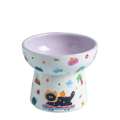 Elevated Ceramic Pet Bowl with Flat or Slanted Mouth