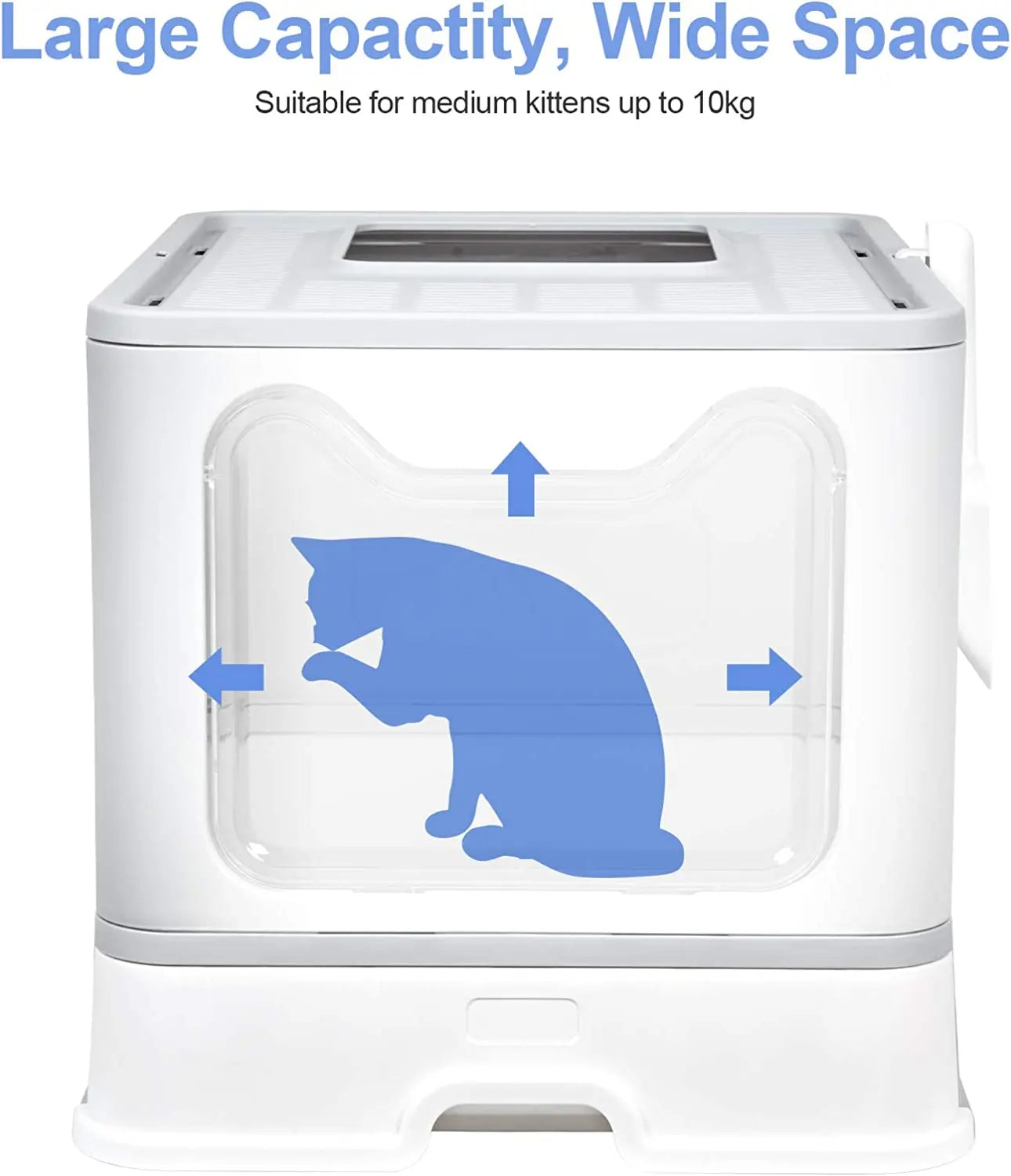 Foldable Hooded Cat Litter Box with Scoop and Drawer