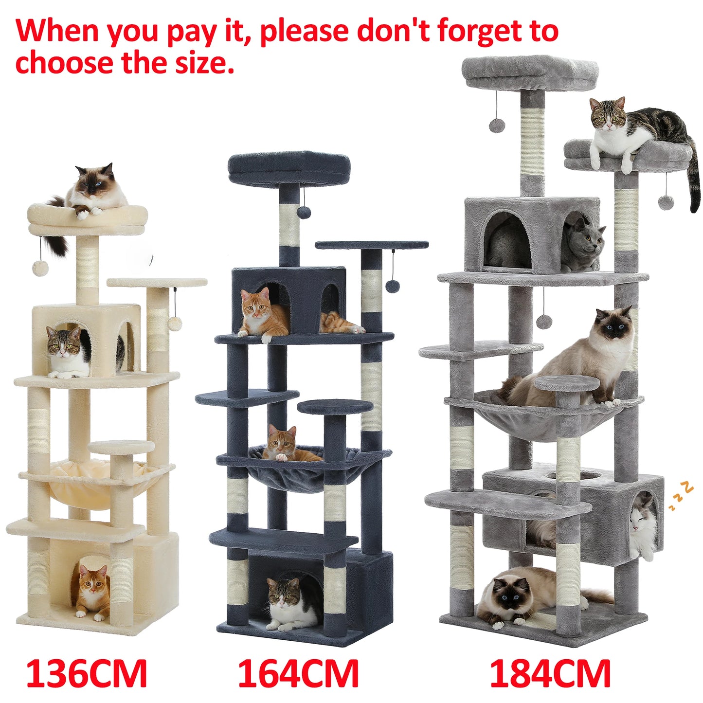 PAWZ Road Multi-Level Cat Tree Tower with Condo & Hammock