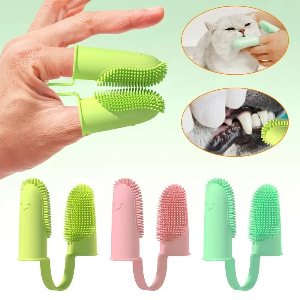 Two-Finger Pet Toothbrush Set for Dogs and Cats