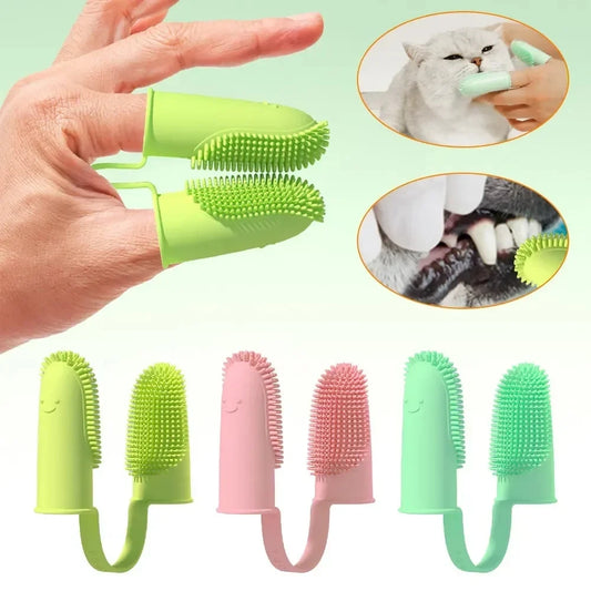 Two-Finger Pet Toothbrush Set for Dogs and Cats