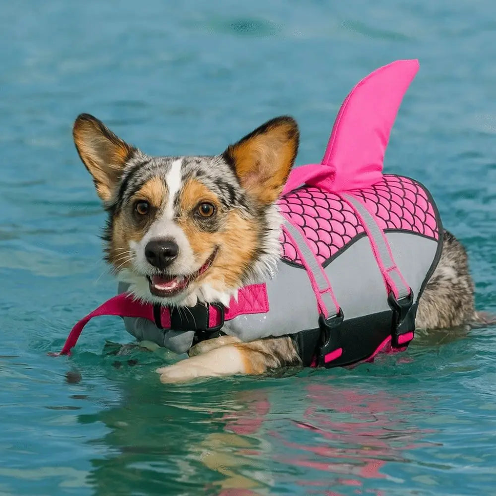 Reflective Shark Dog Life Jacket with Rescue Handle