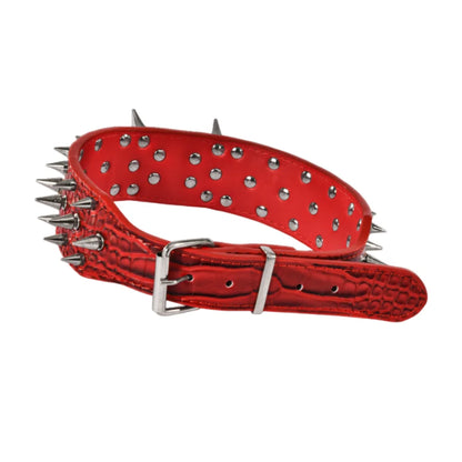 Spiked Dog Collar with Adjustable PU Leather Strap