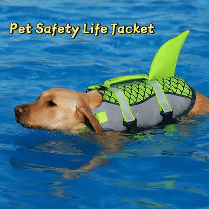 Reflective Shark Dog Life Jacket with Rescue Handle