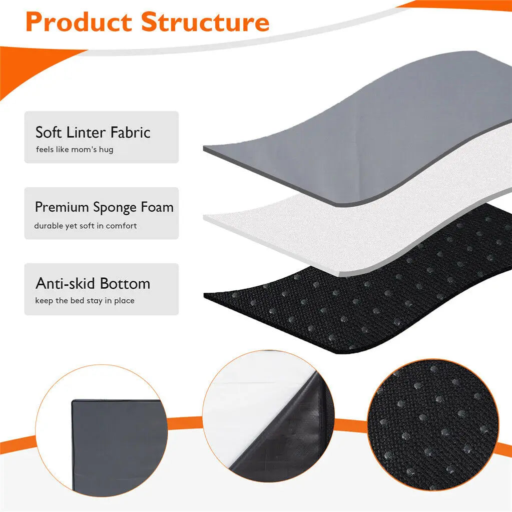 Orthopedic Memory Foam Crate Dog Bed with Waterproof Cover