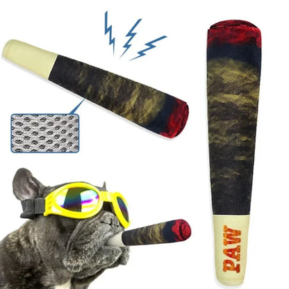 Plush Squeaky Dog Toy in Cigar Design