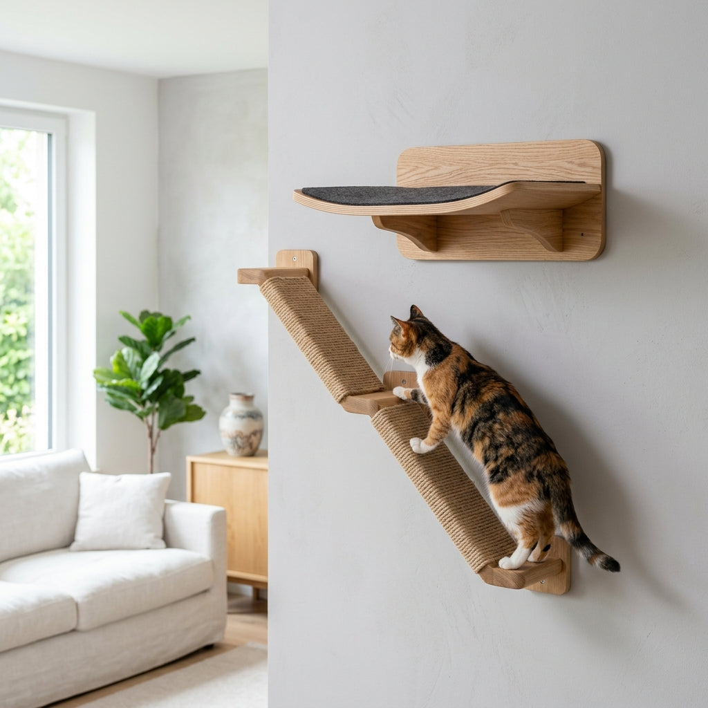 PETRAVEL Wall-Mounted Cat Climbing Shelf with Sisal Steps main thumbnail