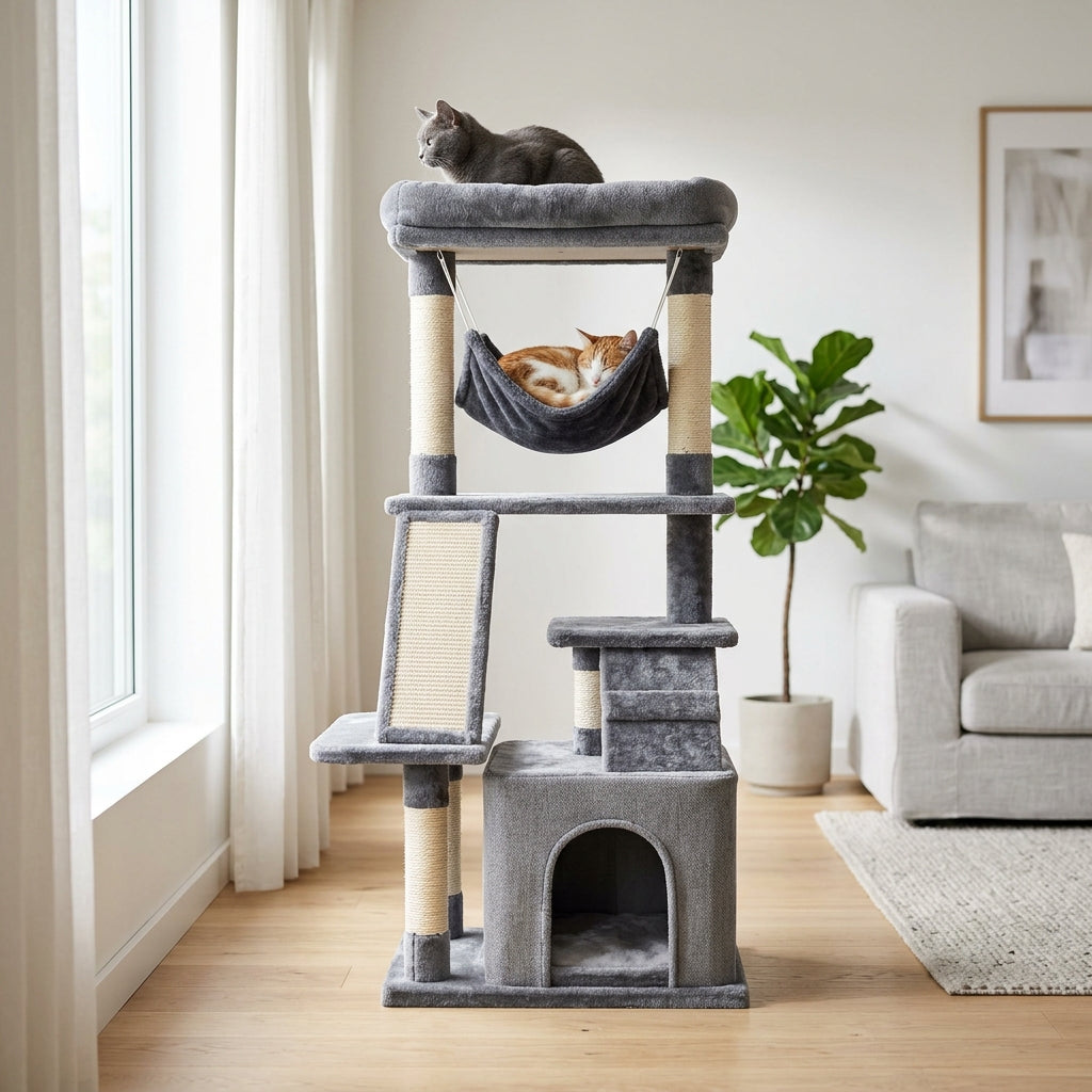 PAWZ Road Multi-Level Cat Tree Tower with Condo & Hammock Thumbnail